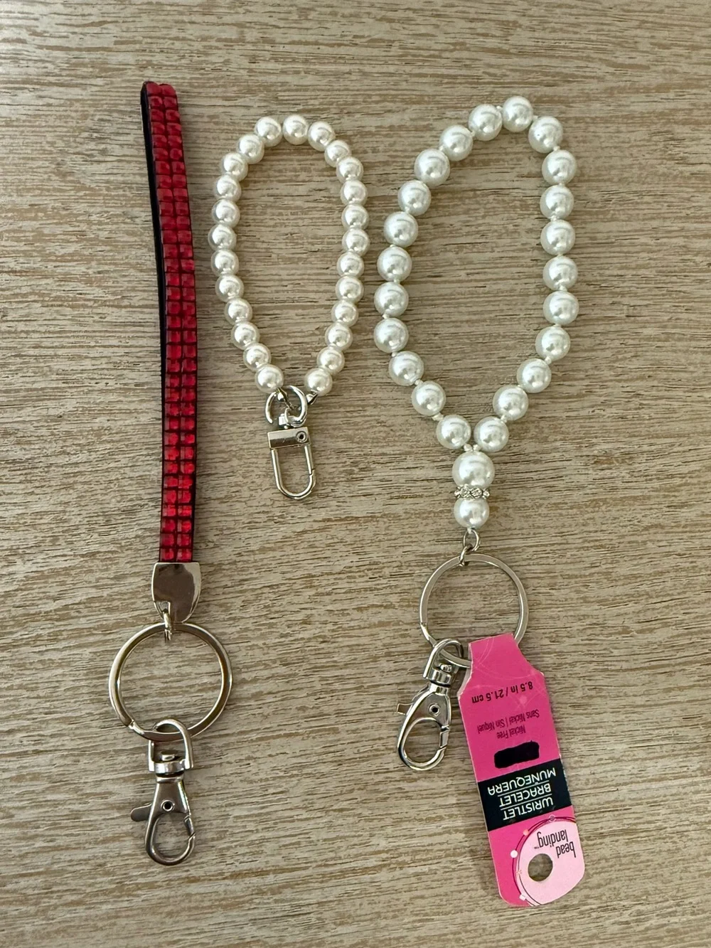 Pearl Beaded Wristlet Keychain